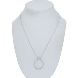 Estate Sterling Silver 925 Twisted Circle Pendant Necklace 18"